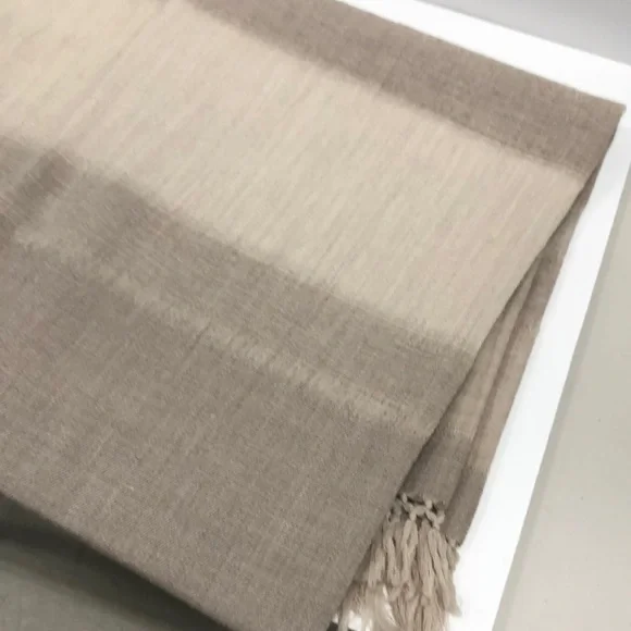 Beige and Brown Fringed Throw